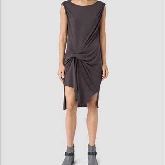 AllSaints Women's Washed Black Erin Devo Dress Size L - Picture 2 of 11
